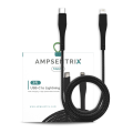 3 ft Non-MFI Lightning To USB Type C Cable (AmpSentrix) (Matrix) (Black)