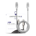 3 ft USB Type C To USB Type C Cable (AmpSentrix) (Infinity) (Silver)